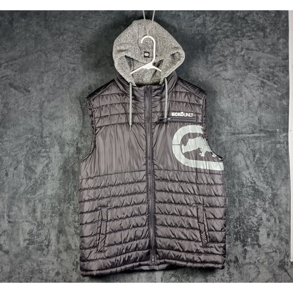 Ecko Unlimited Gray Puffer Vest with Hood